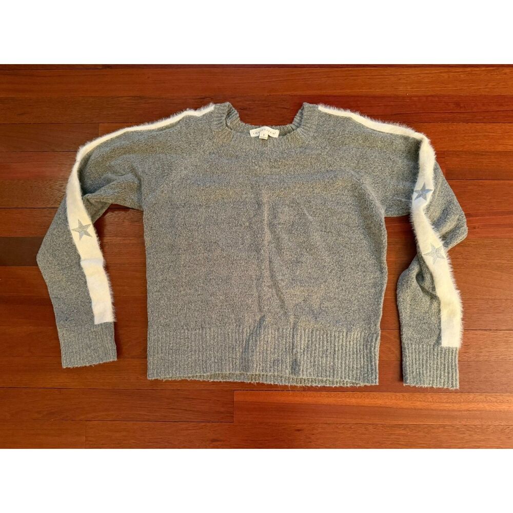 Lovestitch Gray Sweater‎ with Stars on Sleeves Size Small